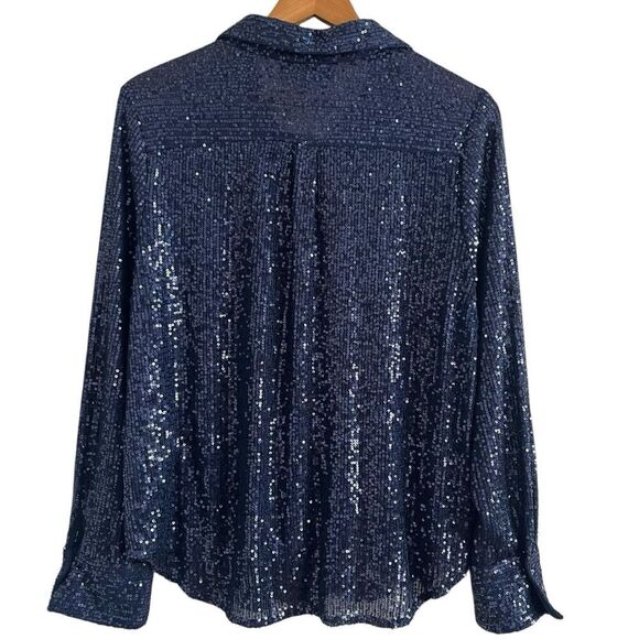 Sunday In Brooklyn Anthropologie Sequin Button up Shirt L Top Whimsigoth Disco - Picture 3 of 10